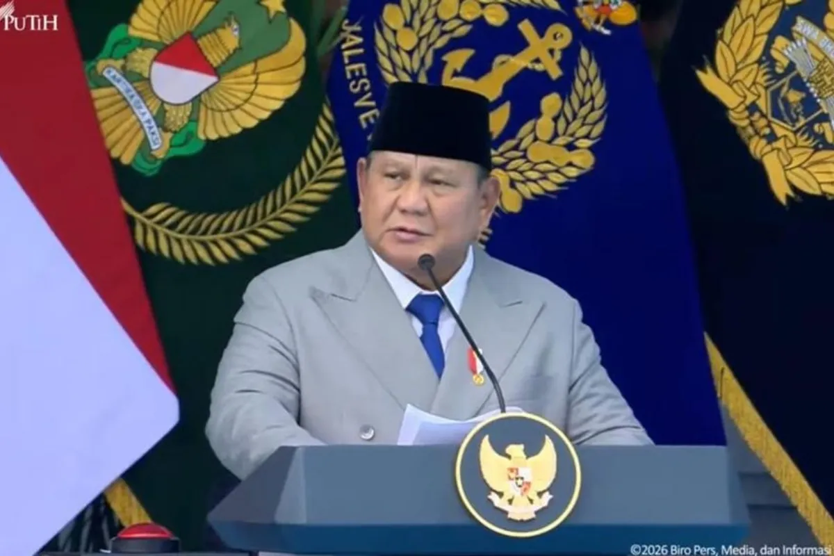 Presiden Prabowo memberi amanat di HUT TNI - dok Youtube BPMI Setpres